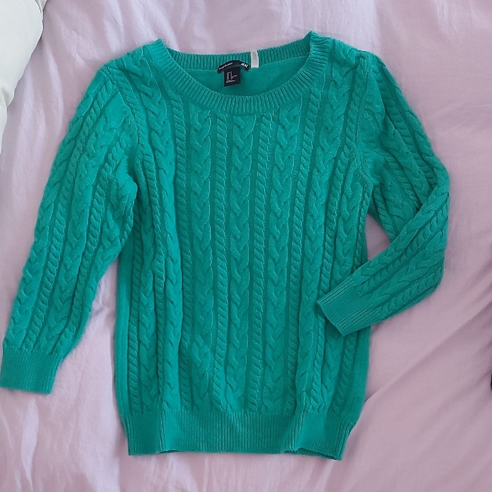 Teal Cable Knit Sweater